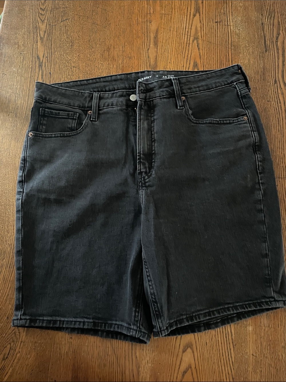 Old Navy Black Denim Women's 16 Jean Shorts 36 Waist Distressed